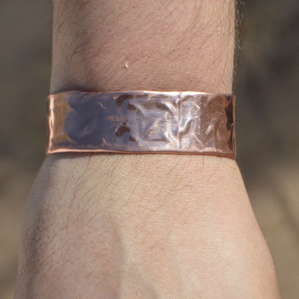 Mens Copper Embossed Cuff Bracelet Rustic Mans Man